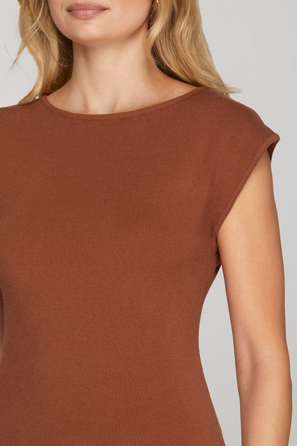 Burnt Orange Cap Sleeve Sweater by She+Sky