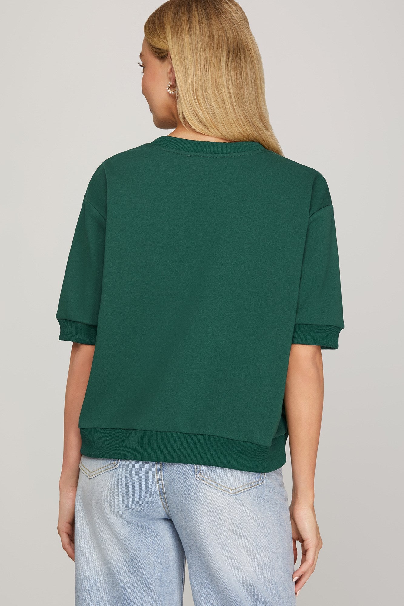 Emerald Green Top with Christmas Plaid Bow