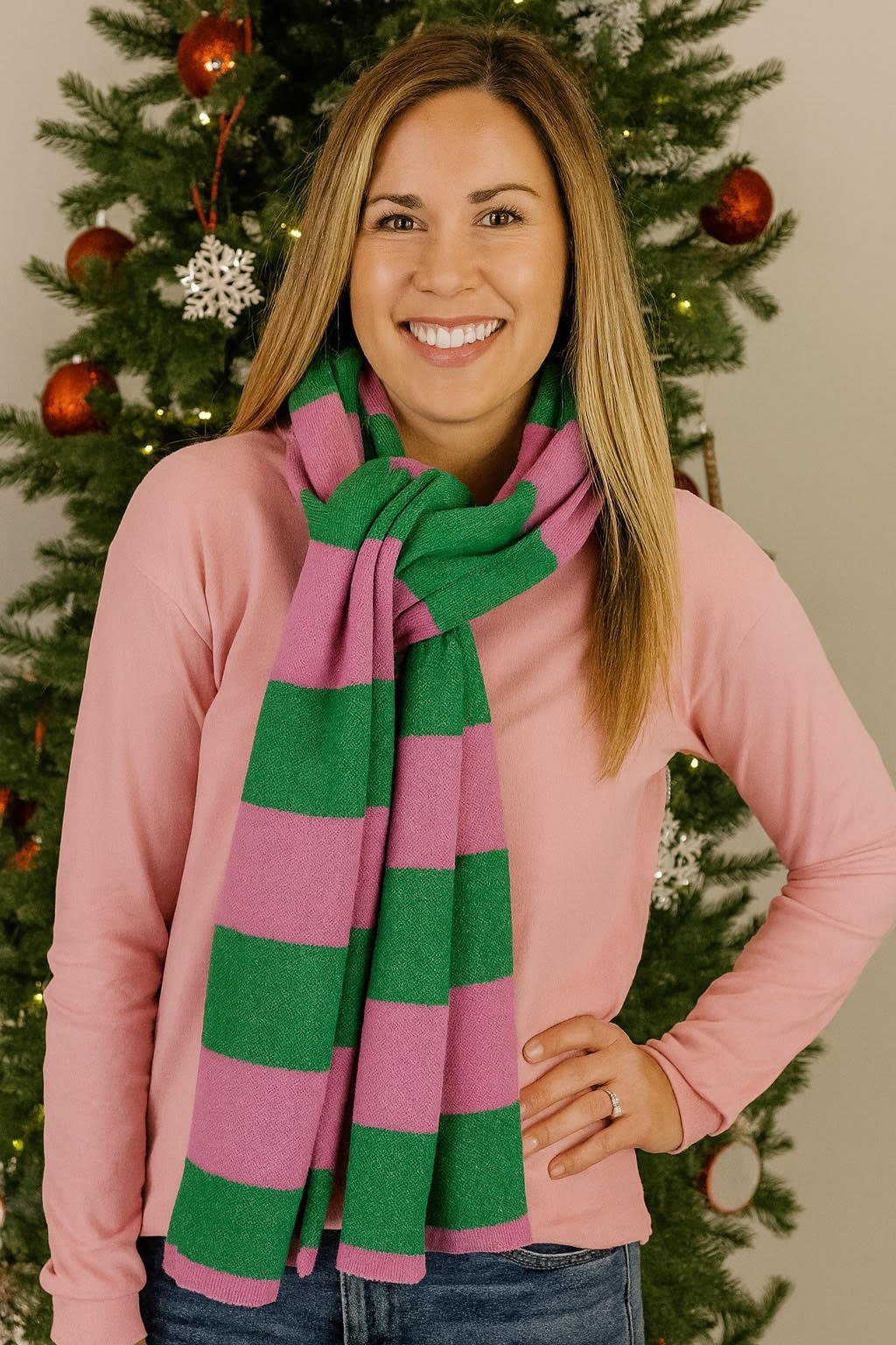 Pink and Green Scarf